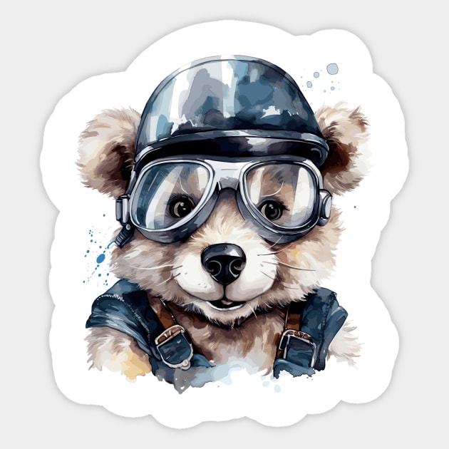 Cute Baby Bear Explorer Sticker by erzebeth